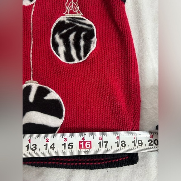 Vintage BECHAMEL black red zebra leopard Christmas ornaments holiday vest Sz S - Picture 9 of 9
